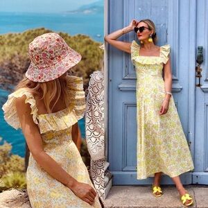 Zimmermann Goldie Floral Ruffle Midi Dress Size Small AUS 1